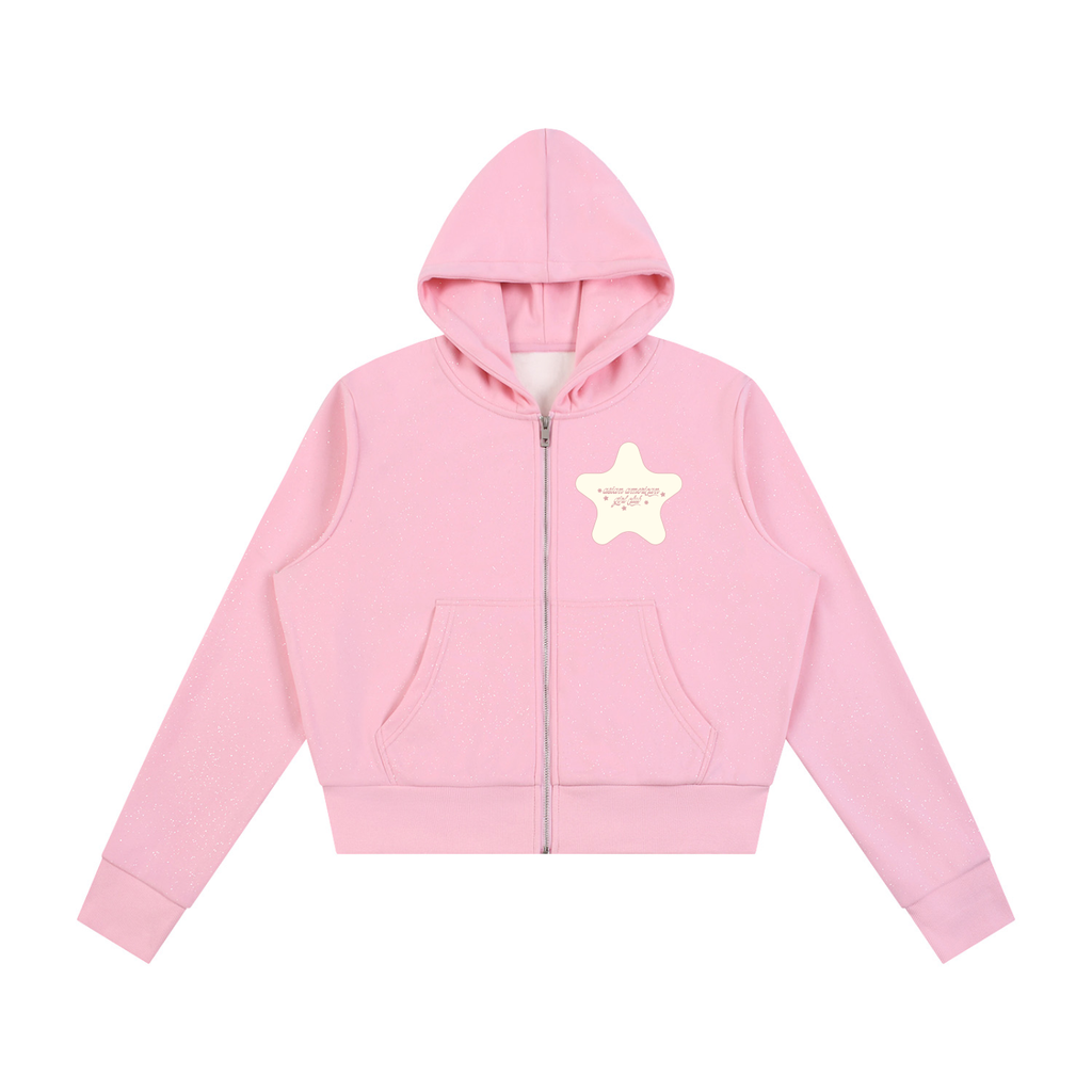 dream sparkle pink zip-up hoodie